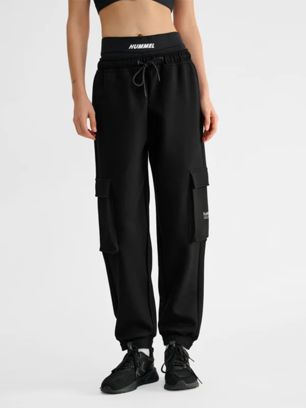 HUMMEL TECH FLEECE LOOSE CARGO PANTS-BLACK