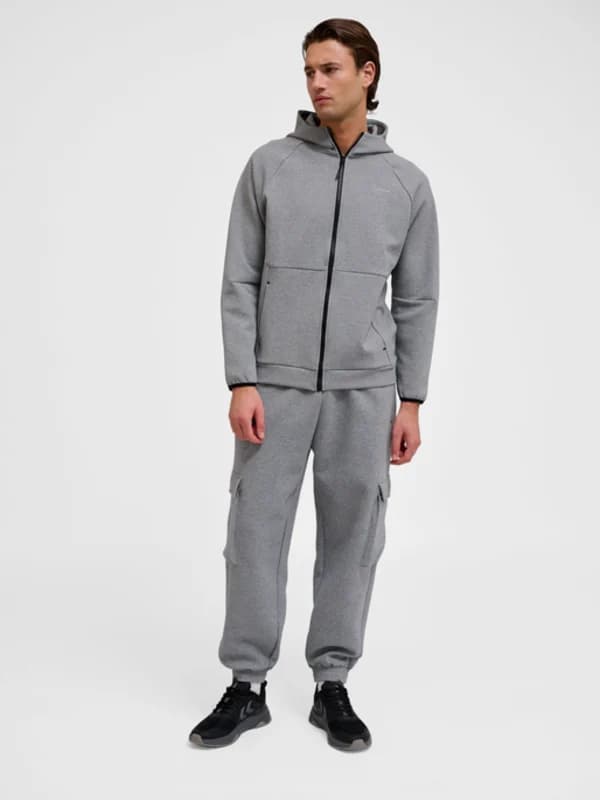 HUMMEL TECH FLEECE LOOSE CARGO PANTS-GREY MELANGE