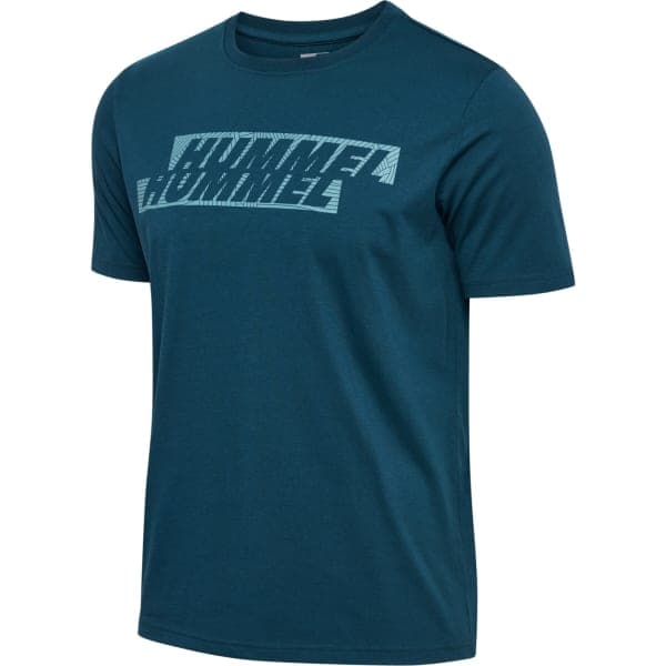 Hummel GRAPHIC DISPLACED LOGO TEE-BLUE